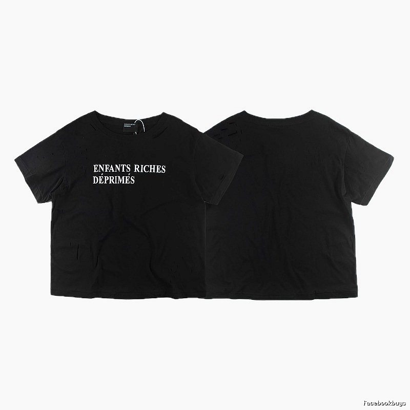 ERD Letter Print Dark High Street Black Short Sleeve T-shirt