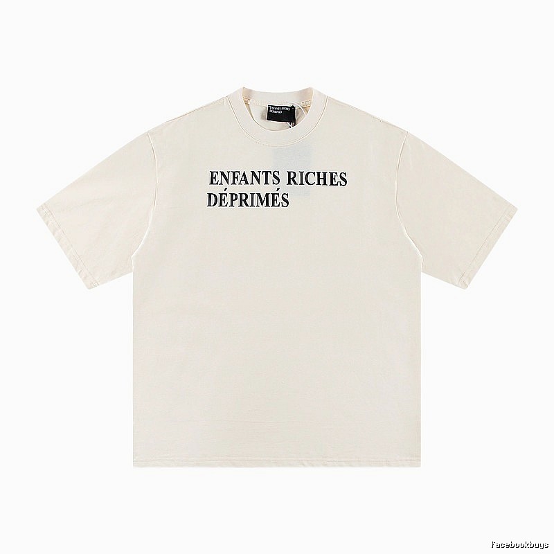 ERD Letter Print Minimalist Style Off-white Short-sleeve T-shirt