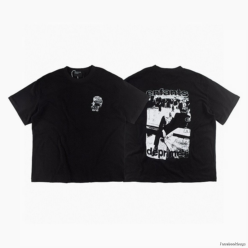 ERD Portrait Print Dark Style Black Short-sleeve T-shirt