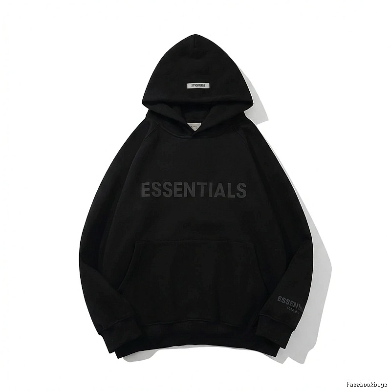 ESSENTIALS minimalist style black hoodie