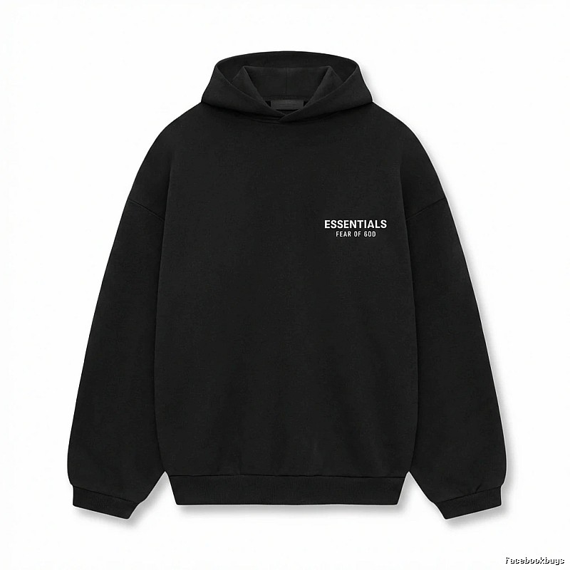 ESSENTIALS minimalist style black hoodie
