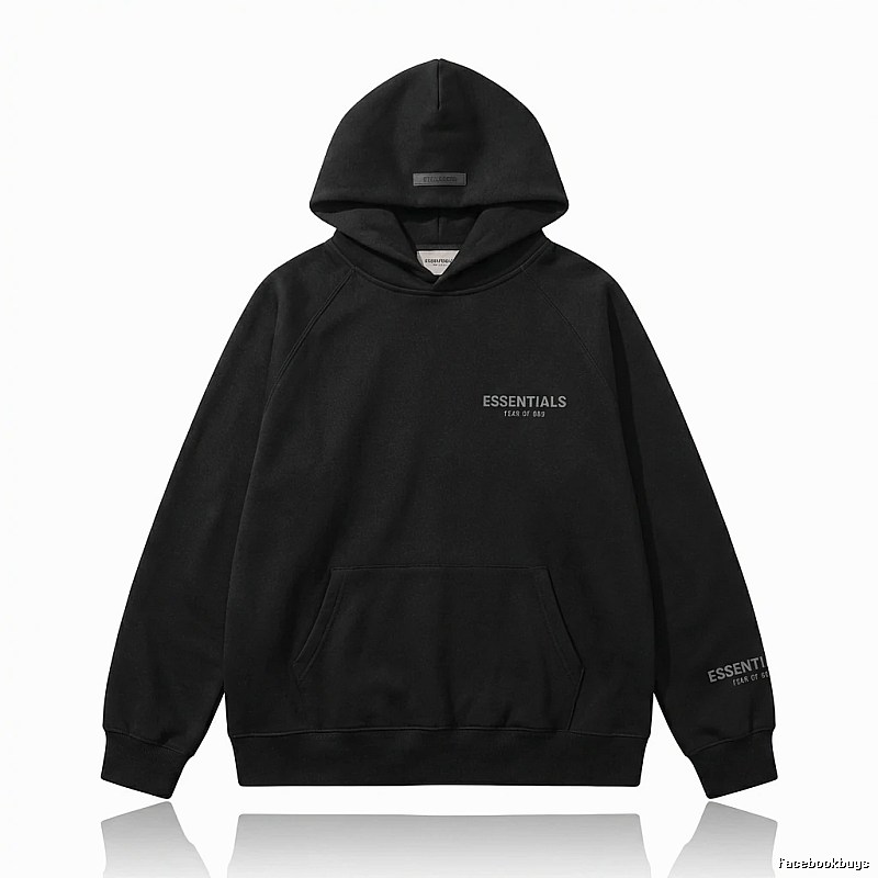 ESSENTIALS minimalist style black hoodie