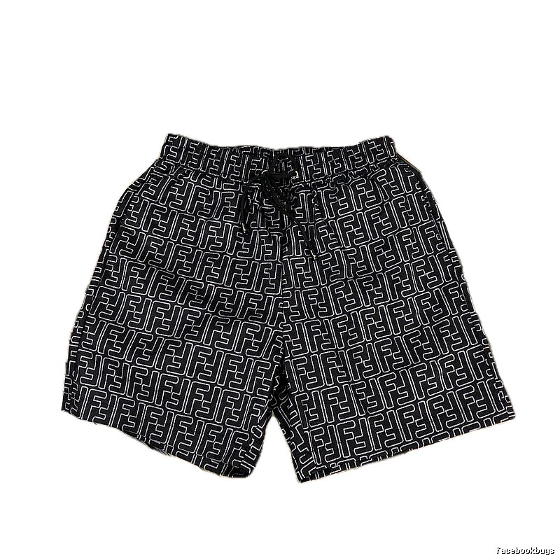 Fendi Double F Collection Vintage Monogram Style Black Shorts