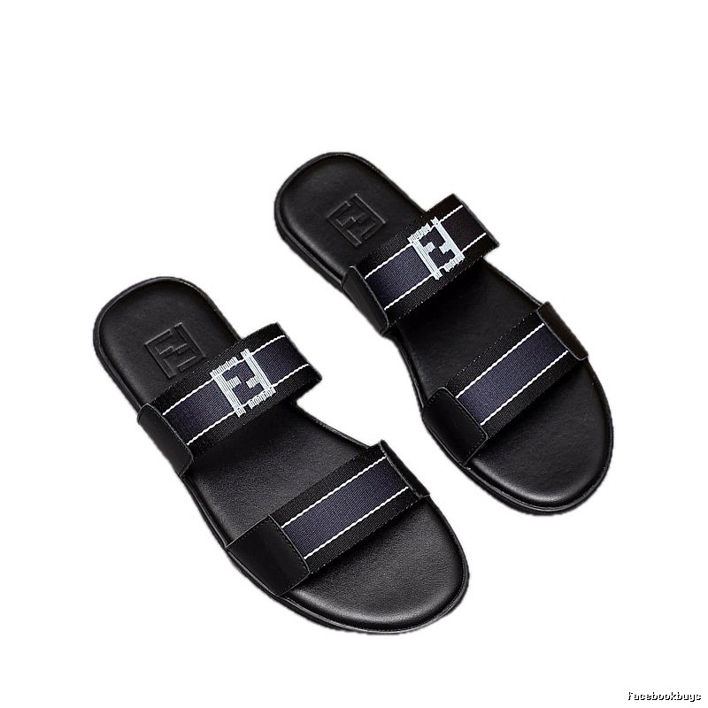 Fendi FF Collection Streetwear Style Black Slides