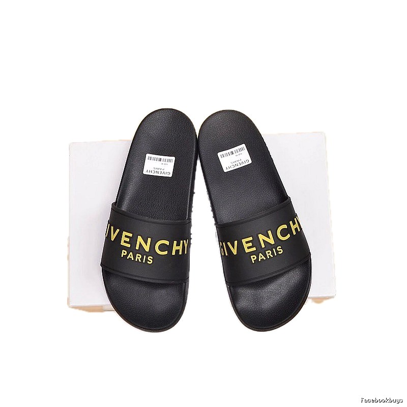 Givenchy Letter Print Streetwear Style Black Slides