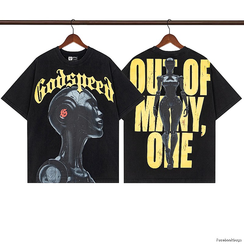 Godspeed Mechanical Print Street Style Black T-Shirt
