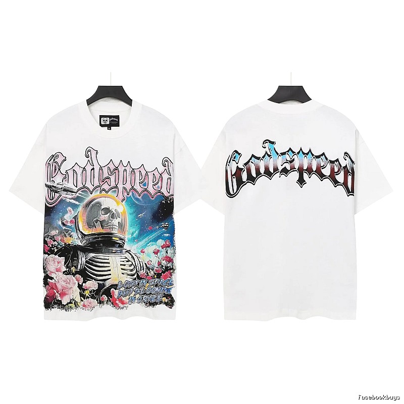 Godspeed Skull Rose Gothic Style White T-shirt