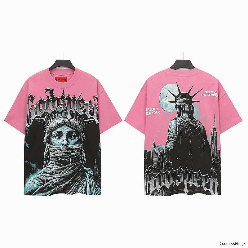 Godspeed Statue of Liberty Street Style Pink T-shirt