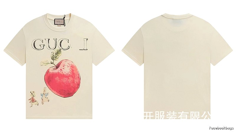 Gucci Apple Print Vintage Style Off-White T-Shirt