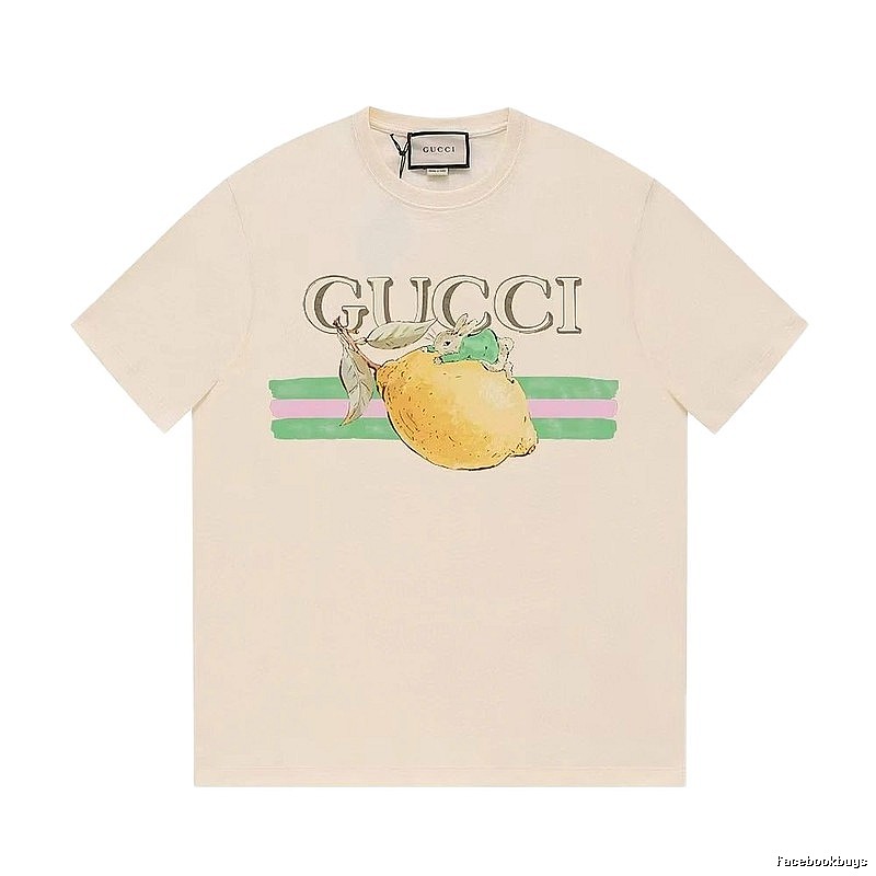 Gucci Lemon Print Casual Style Off-white Short-sleeve T-shirt
