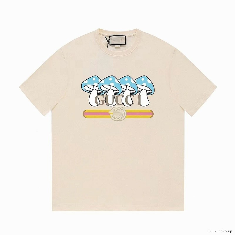 Gucci Mushroom Print Casual Style Off-white T-shirt