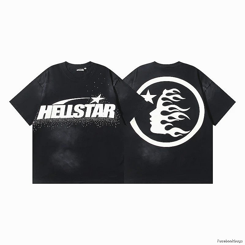 Hellstar Flame Print Street Style Black T-Shirt