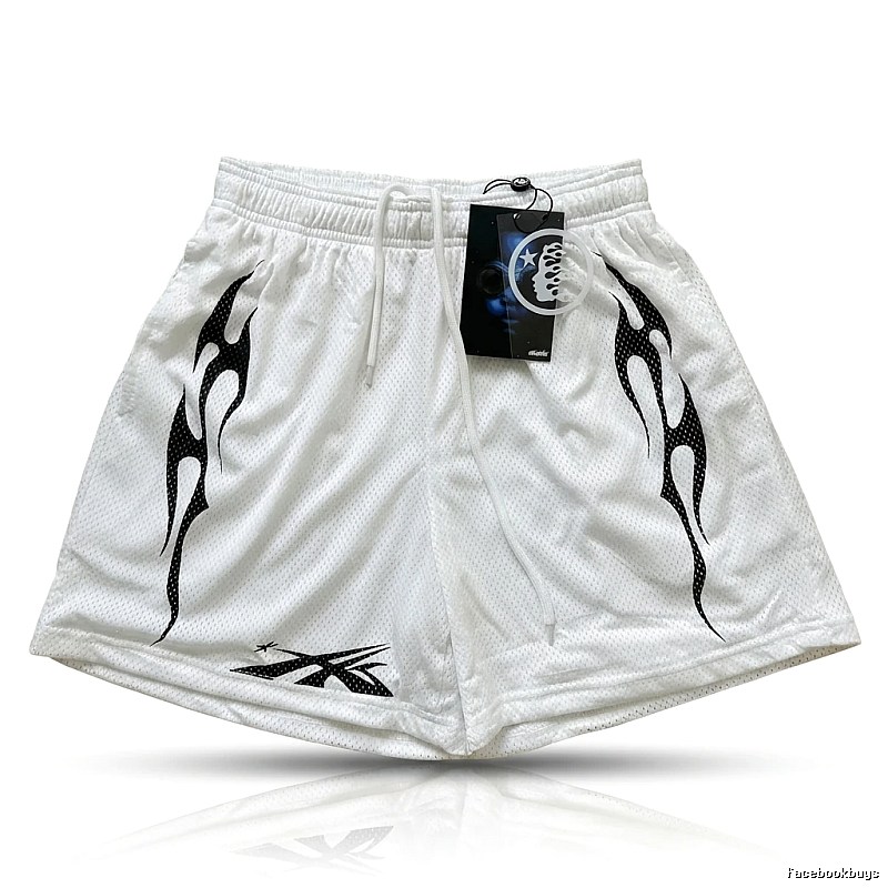Hellstar Flame Trend Brand White Shorts