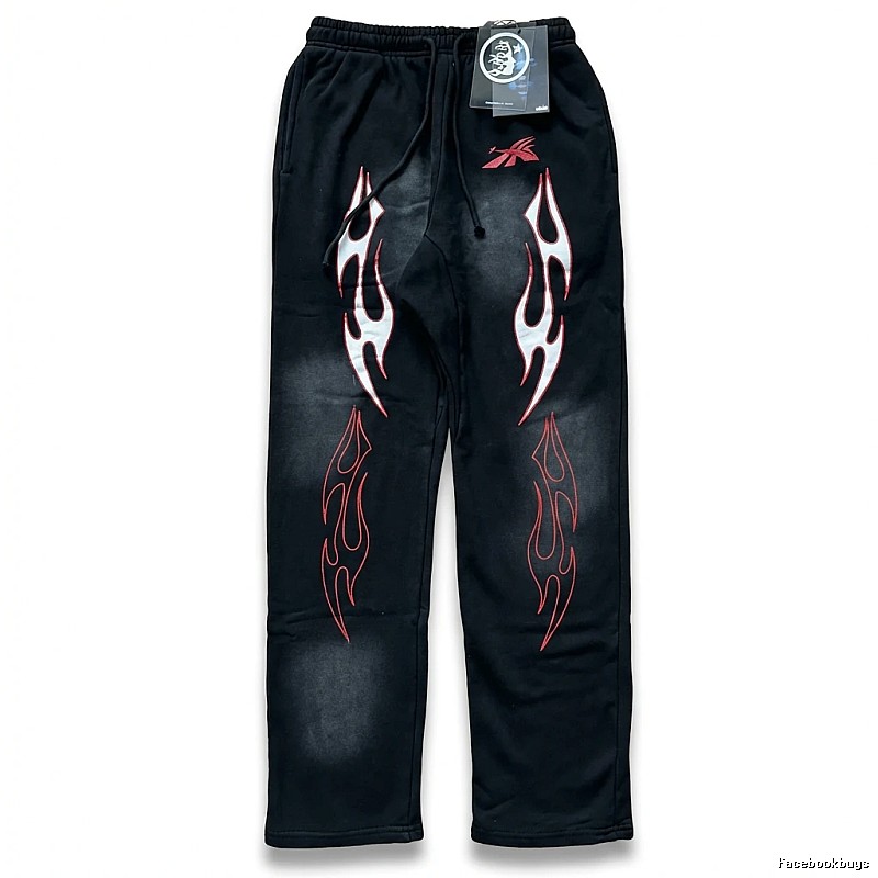 Hellstar Flame Wind Black Sweatpants