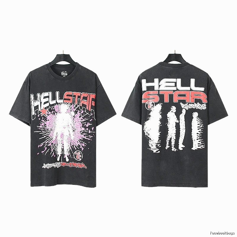 Hellstar Portrait Print Street Style Black T-shirt