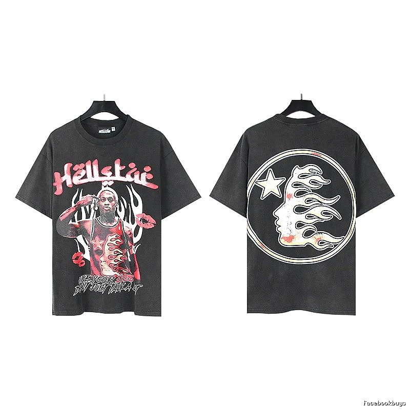 Hellstar Star Player Print Vintage Style Washed Black T-Shirt