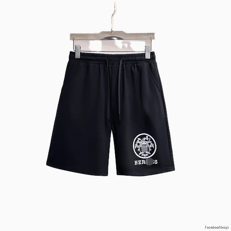 Hermès Logo Print Casual Style Black Shorts