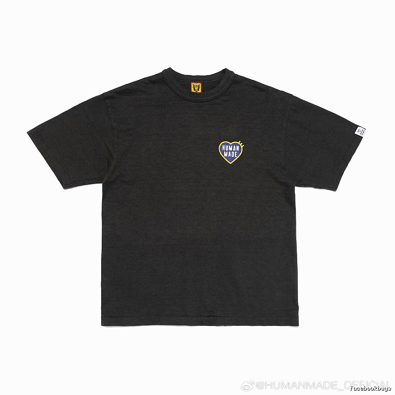 HUMAN MADE Heart Embroidered Japanese Streetwear Black T-Shirt