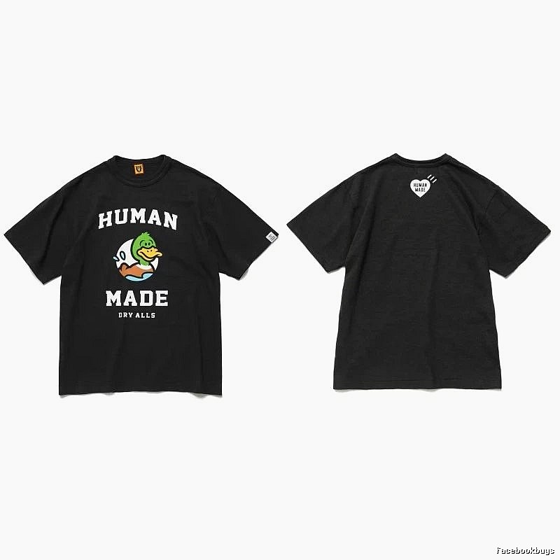 Human Made Summer Heart logo T-shirt Black Green Human with Clean Finish
