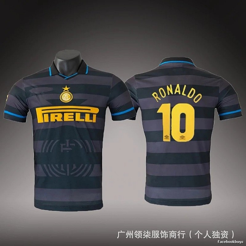 Inter Milan Sport Brehme #3 soccer jersey Blue Black Striped for Collection Drops