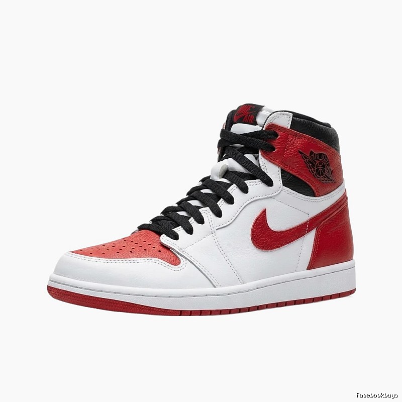 Jordan AJ1 High Top Red and White Athletic Shoes