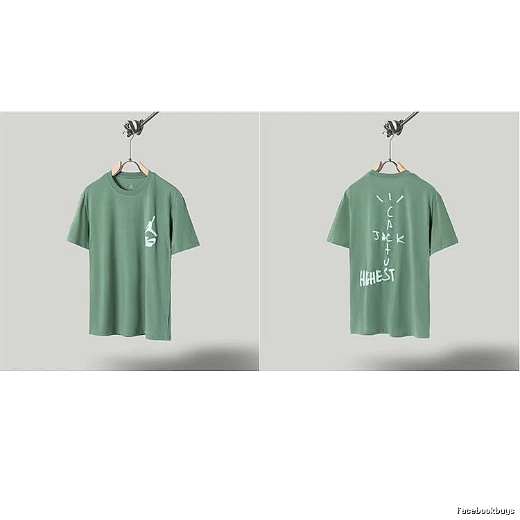 Jordan x Travis Scott Co-branded Street Style Pea Green T-Shirt