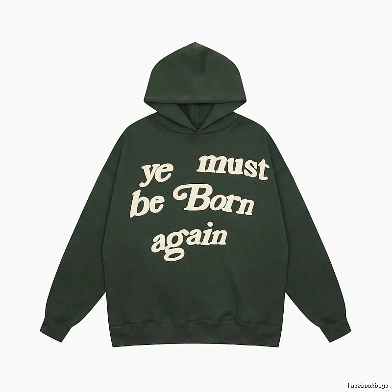 Kanye retro-style dark green hoodie
