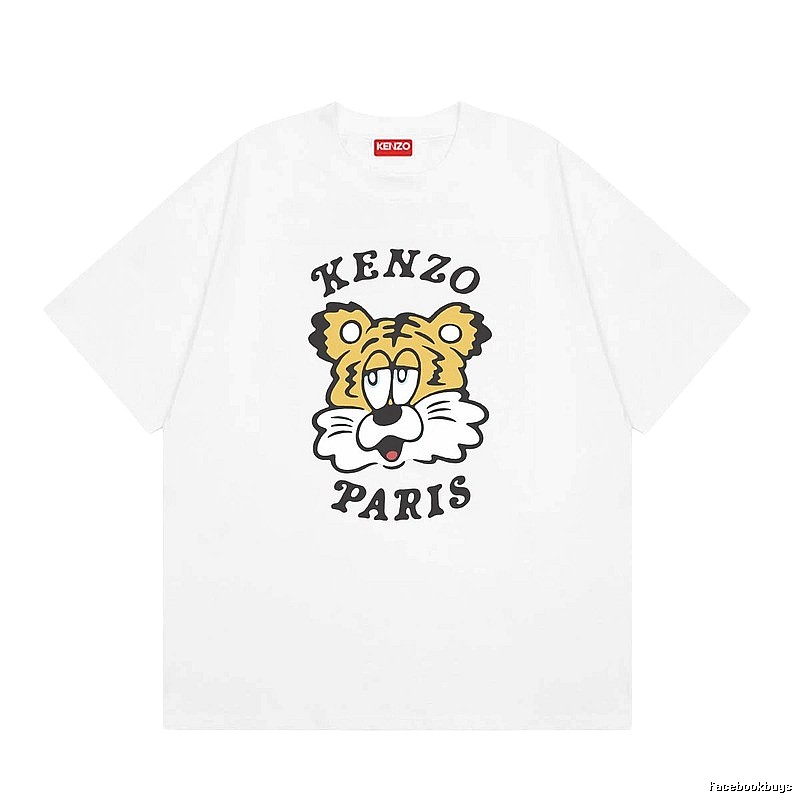 KENZO Tiger Head Casual Style White Short Sleeve T-Shirt