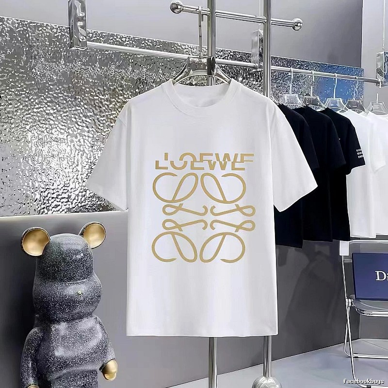 LOEWE Gold Hot-stamped Logo Light Luxury Style White T-Shirt