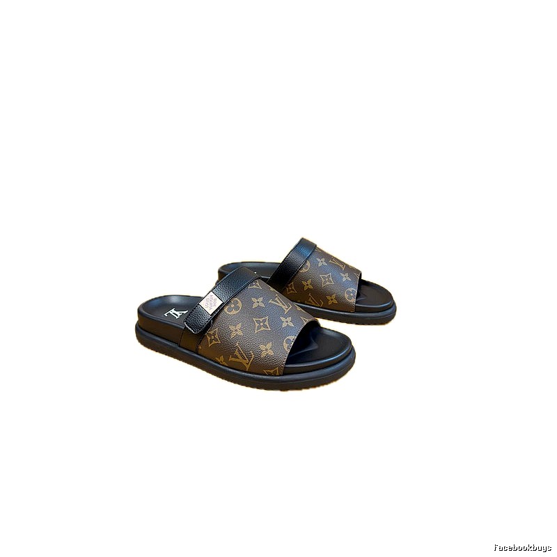 Louis Vuitton Classic Monogram Casual Style Brown Slide Sandals