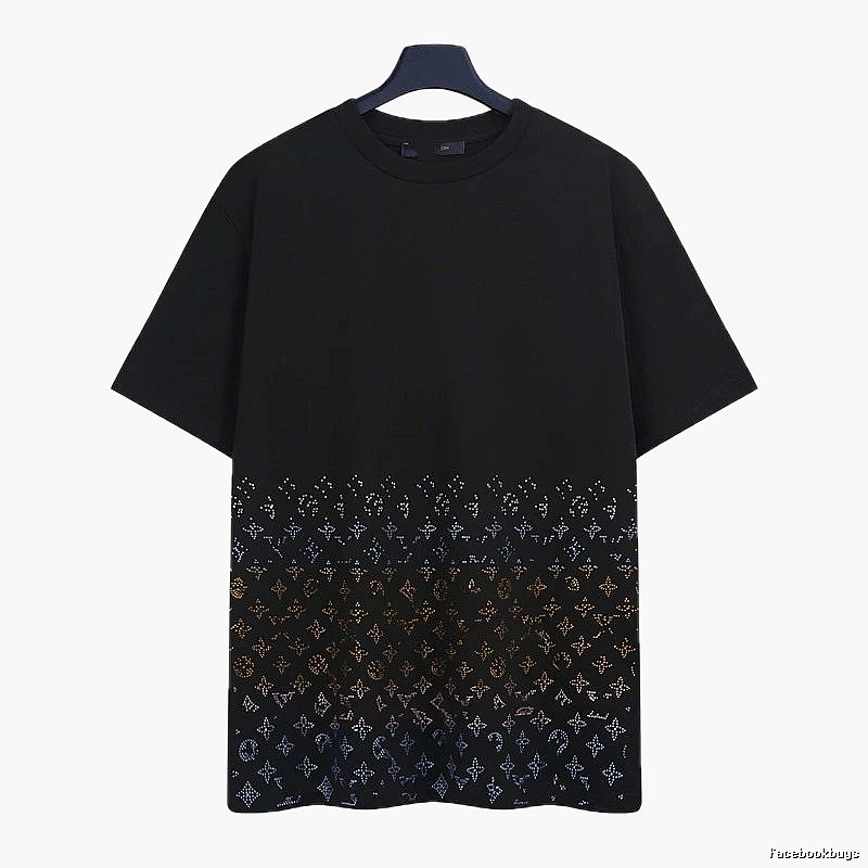 Louis Vuitton Gradient Monogram Street-style Black T-Shirt