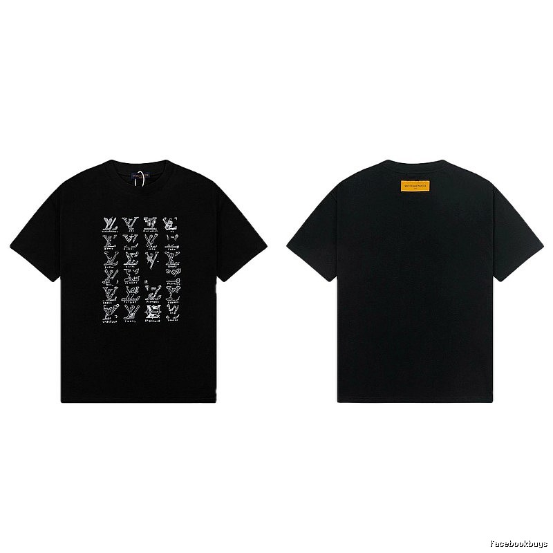 Louis Vuitton Graffiti Trend Style Black Short Sleeve T-Shirt