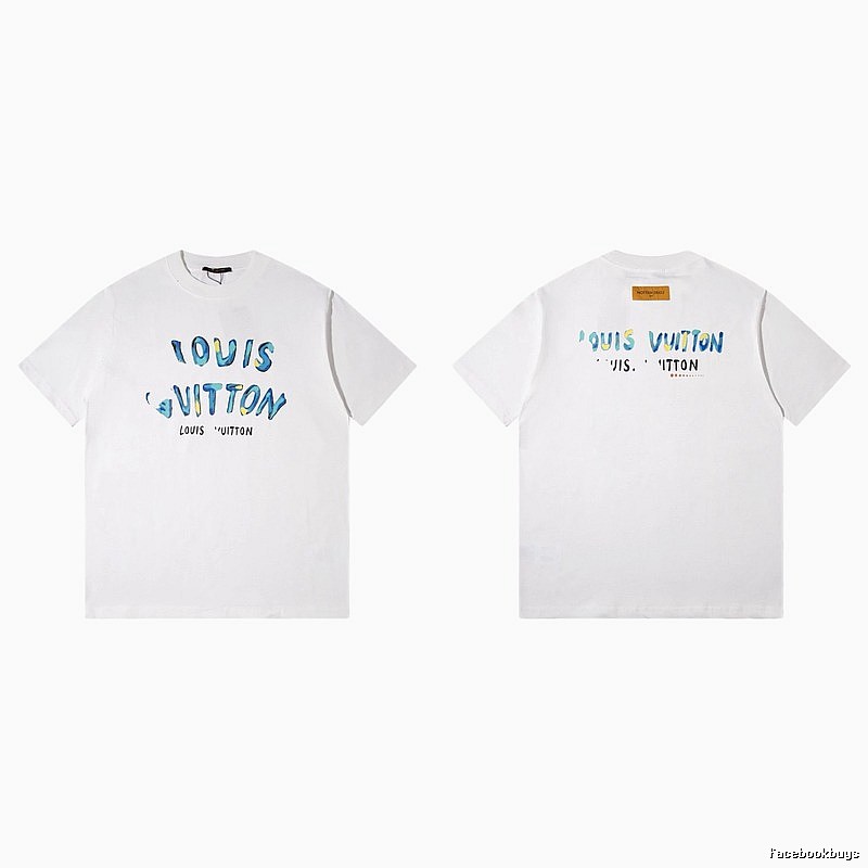 Louis Vuitton Hand-painted Graffiti Casual Style White T-shirt