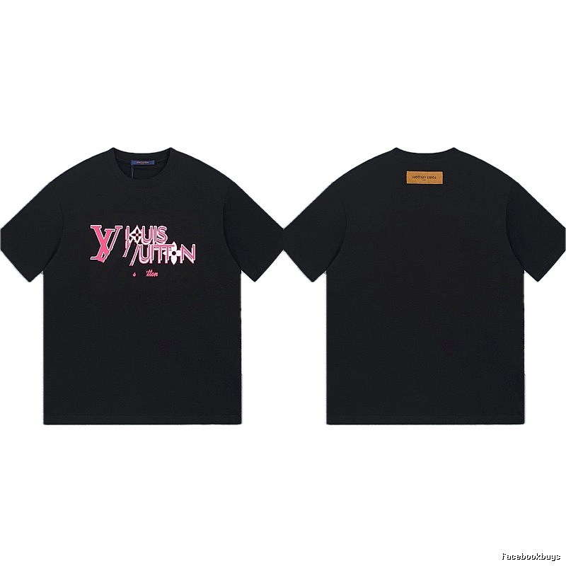 Louis Vuitton Letter Print Trendy Style Black T-shirt