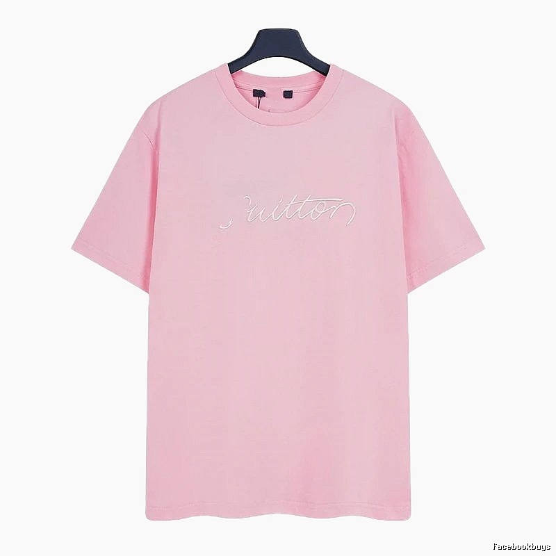 Louis Vuitton Minimalist Style Embroidered Pink T-Shirt