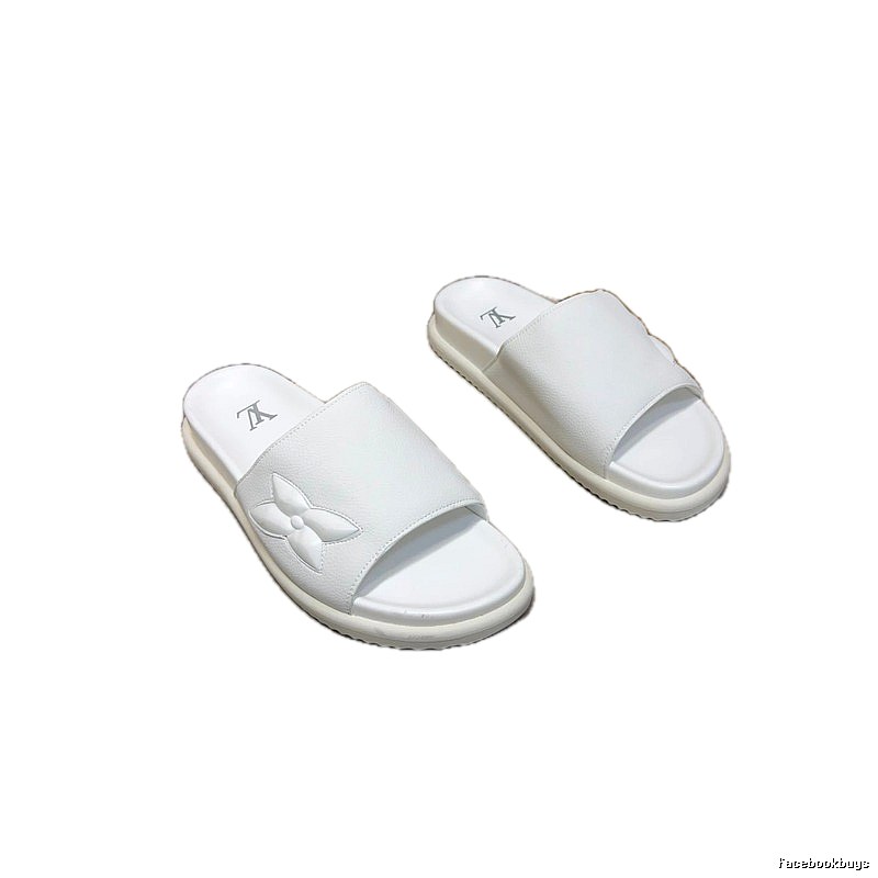 Louis Vuitton Monogram Casual Style White Slide Sandals