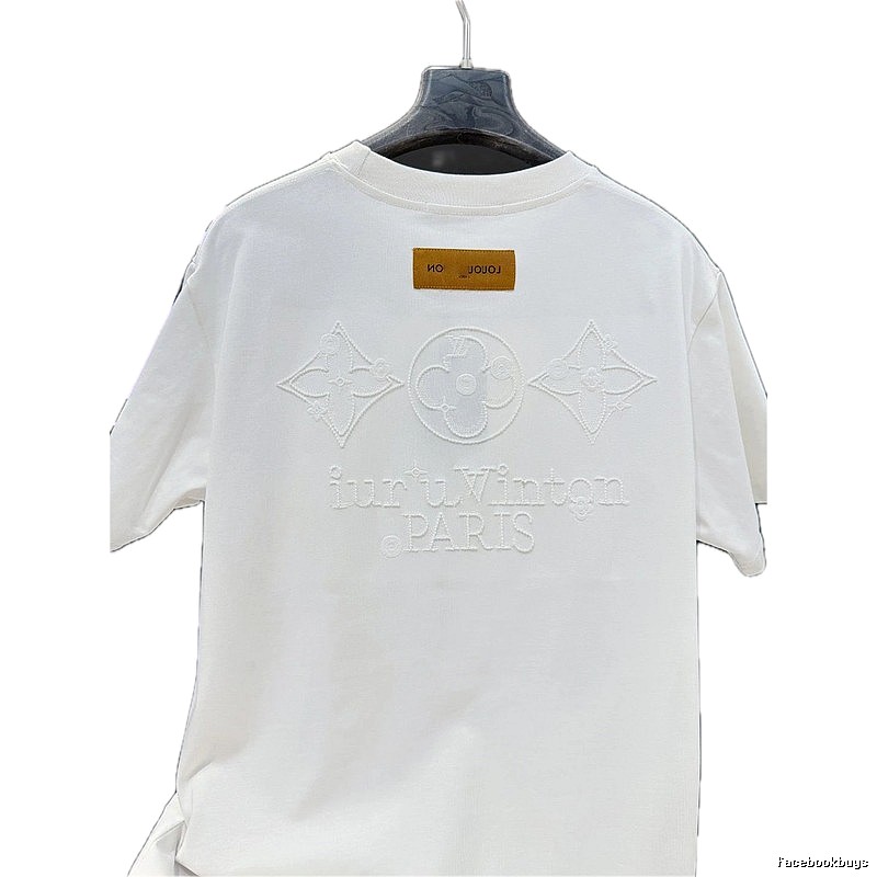 Louis Vuitton Monogram Embroidered Trendy White T-Shirt