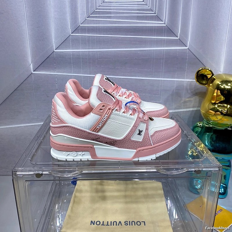 Louis Vuitton Pink Low-top on Acrylic Display Pink Low-top Sneaker for Daily Rotation