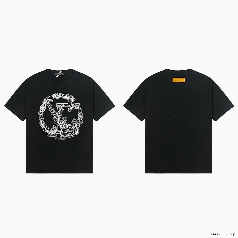 Louis Vuitton Printed Trendy Style Black Short-sleeve T-shirt
