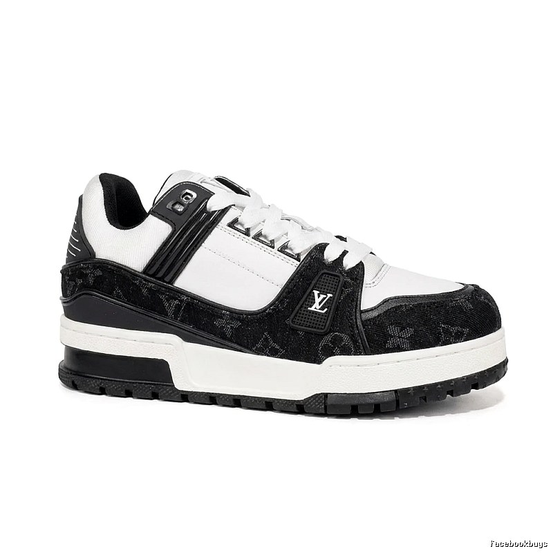 Louis Vuitton retro-style black and white sports shoes