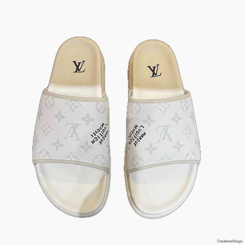 Louis Vuitton Trendy White Monogram Slides