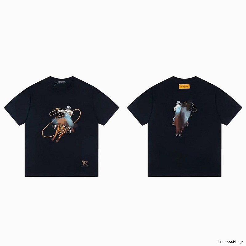 Louis Vuitton Western Cowboy Vintage Style Black T-Shirt