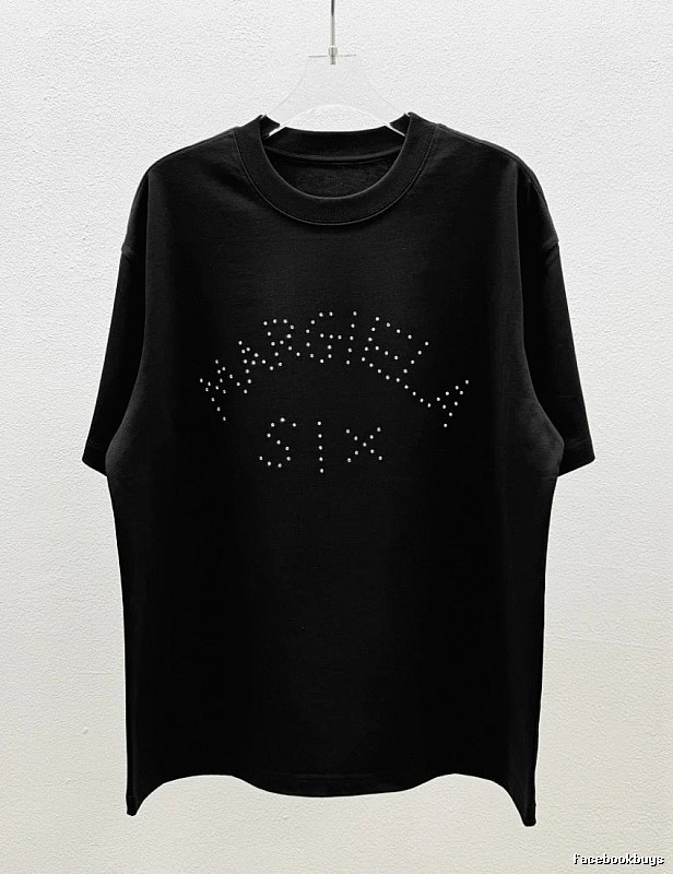 Maison Margiela MM6 Trendy & Cool Black Rhinestone-Embellished T-Shirt