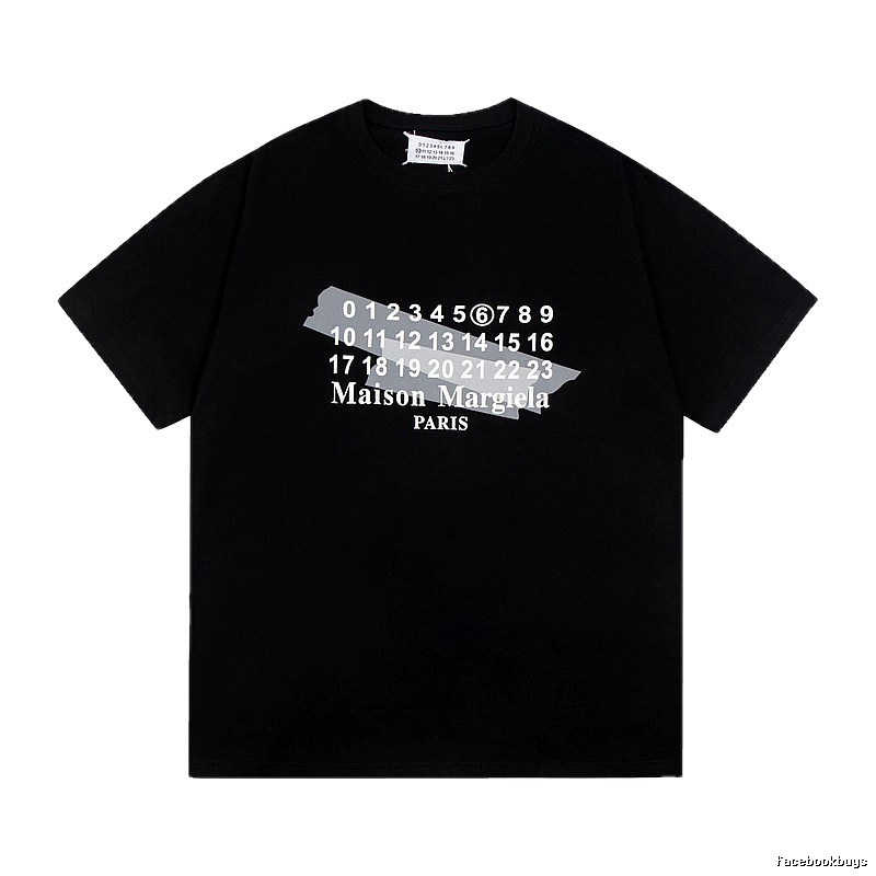 Maison Margiela Number Series Trendy Cool Black Short Sleeve T-Shirt