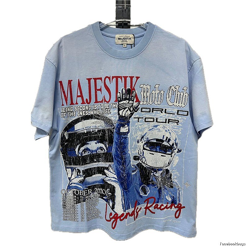MAJESTIK Racing Vintage Style Light Blue T-Shirt