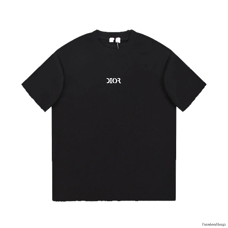 Minimalist Black Short-sleeve T-shirt with Dior Lettering