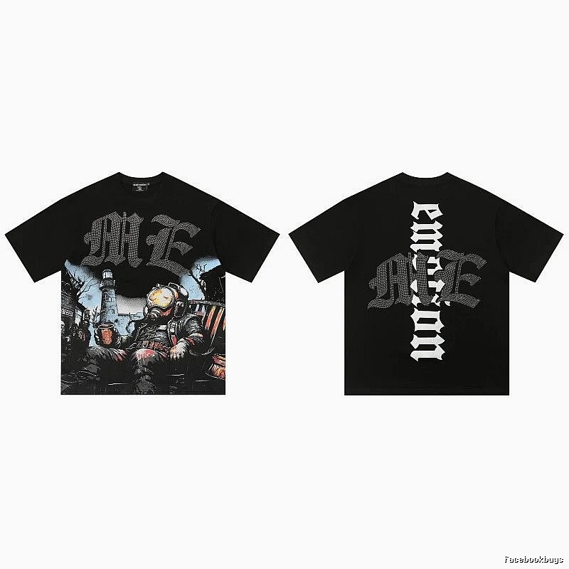 Mixed Emotion Printed Dark-style Black T-Shirt