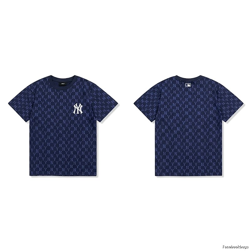 MLB full - print style navy blue T - shirt