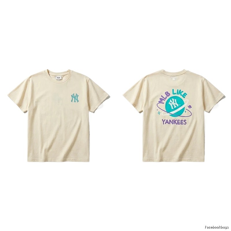 MLB Yankees trendy brand beige T-shirt