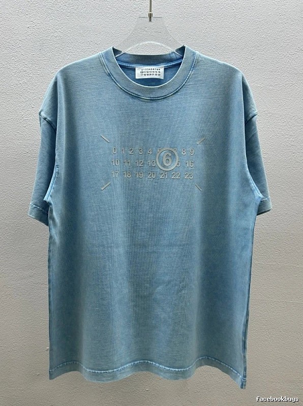 MM6 Maison Margiela Vintage Distressed Light Blue Short-Sleeve T-Shirt
